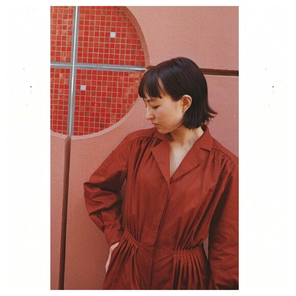 RESERVED - REVES August Front Pleated Jumpsuit Rust Red - Picture 2 of 14